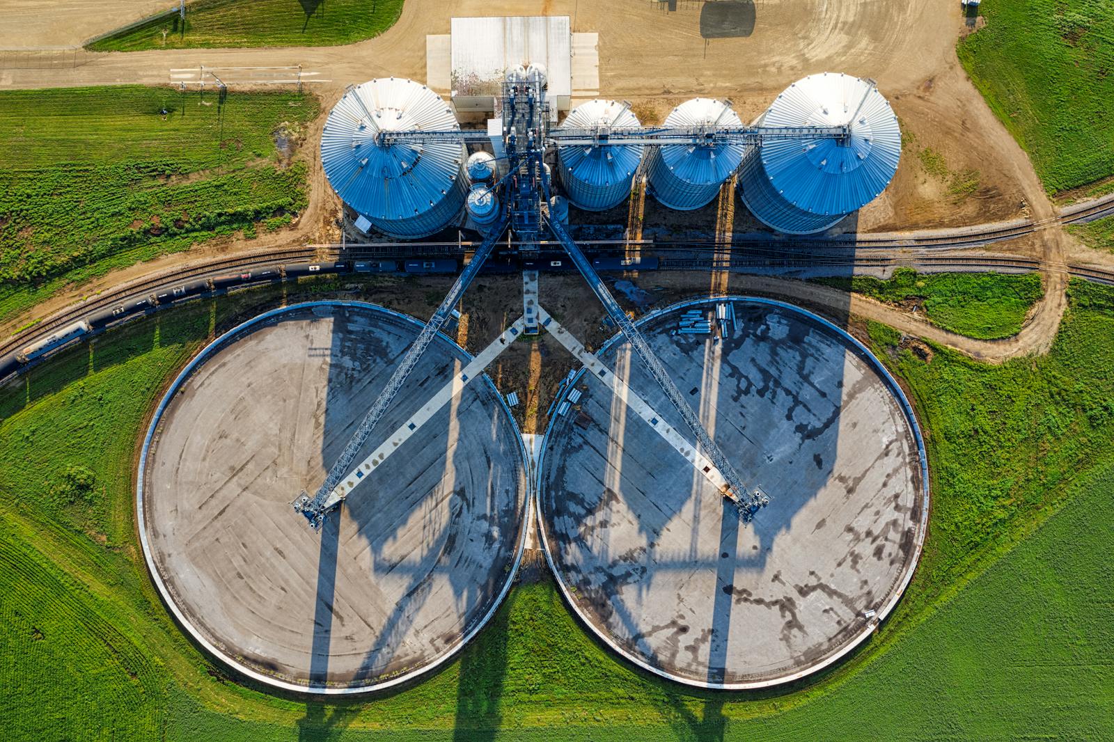 Water treatment facility at dusk